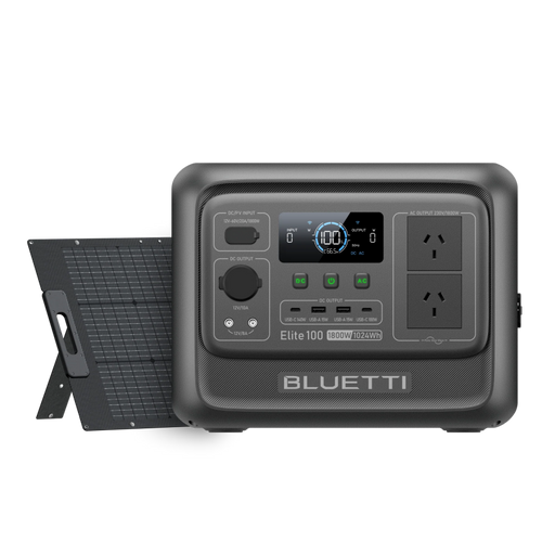 BLUETTI Elite 100 V2 with 200W solar panel – portable solar generator for camping, off-grid, and emergency power in Australia