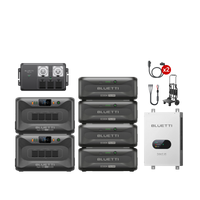 Dual BLUETTI Apex300 units with four B300K batteries, Hub A1,  SolarX 4K panels and portable trolley 2 for high-capacity solar generator system