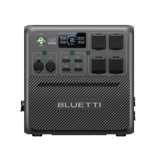 BLUETTI AC240 2400W water-resistant portable power station – perfect for outdoor adventures and emergency backup in Australia