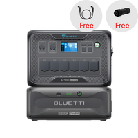 AC500+B300K home backup power system with free P150D to P090D cable and M28 Bayonet 3-pin Male Connector