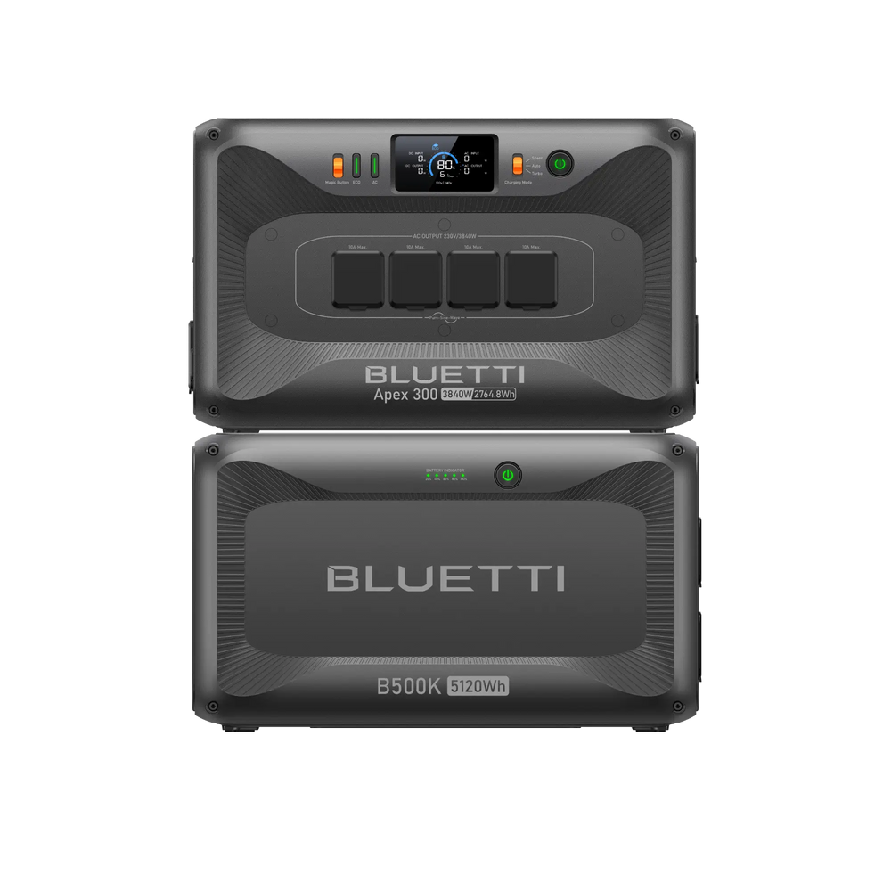 BLUETTI Apex 300 portable power station paired with B500K battery pack
