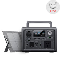 EB3A portable power station with 120W solar panel and free car charging cable