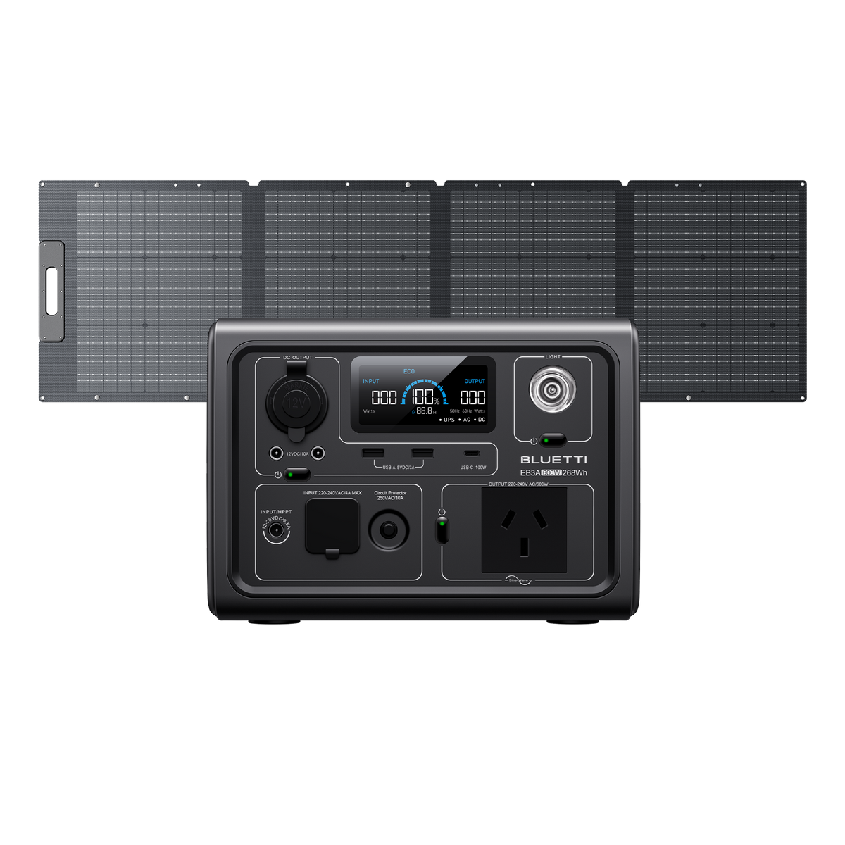 EB3A portable power station and 200W solar panel