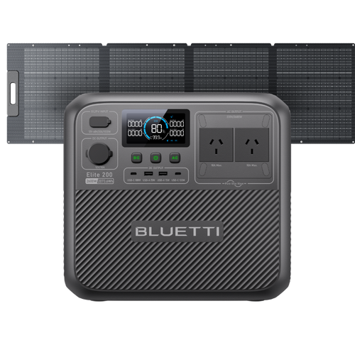 BLUETTI Elite 200 V2 with PV200 – high-capacity portable solar generator kit for off-grid power, camping, and emergencies in Australia
